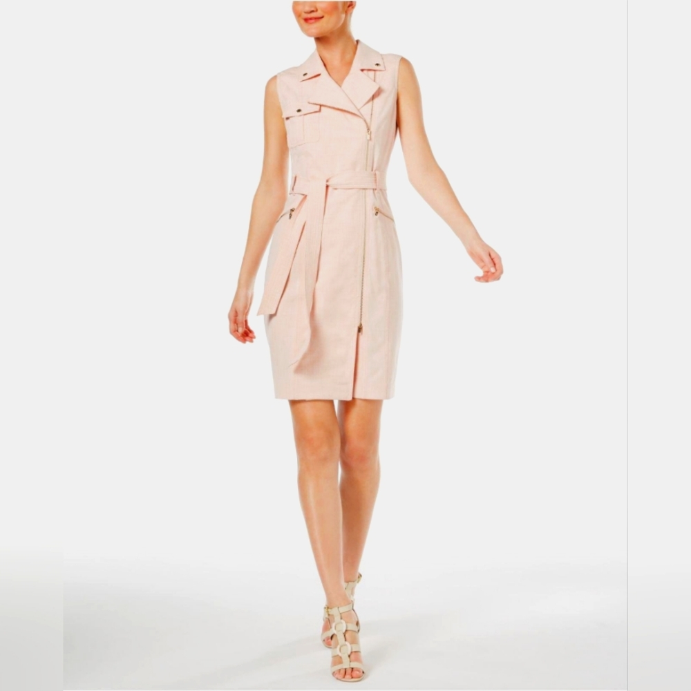 CALVIN KLEIN Moto Tank Dress Soft Pink / 6 - EUC